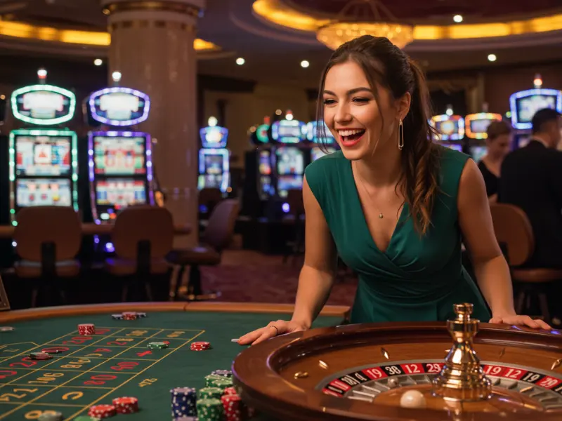 A player spinning the roulette wheel at 55BMW Online Casino