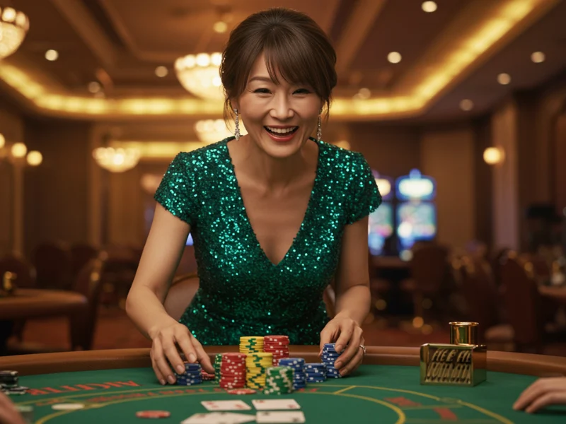 Phlove Online Casino playing baccarat table with cards and chips.