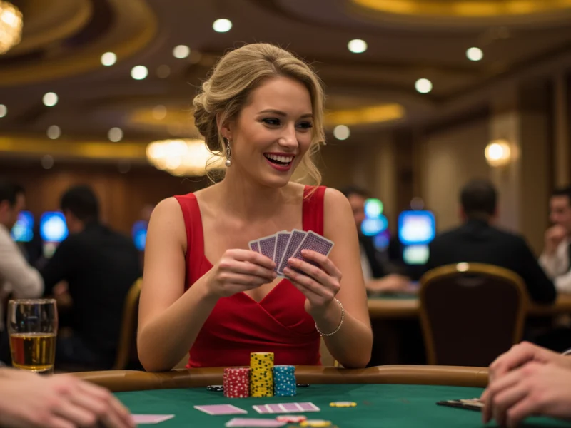 Phlove Online Casino playing poker cards on a green table with chips.