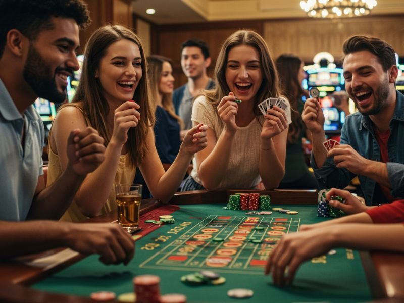 A happy girl and her friend celebrating while looking at the Bettors Live 888 Dashboard on a laptop screen.