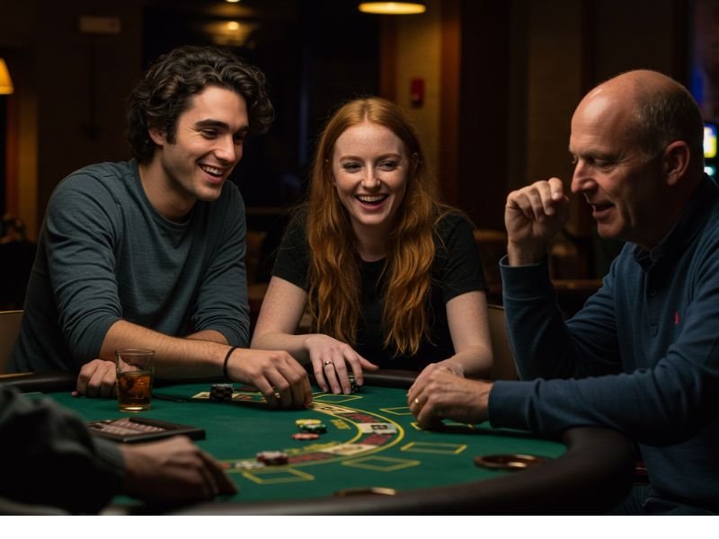 Couple enjoying games together at Cash Casino, a man brings his girlfriend for a fun night out