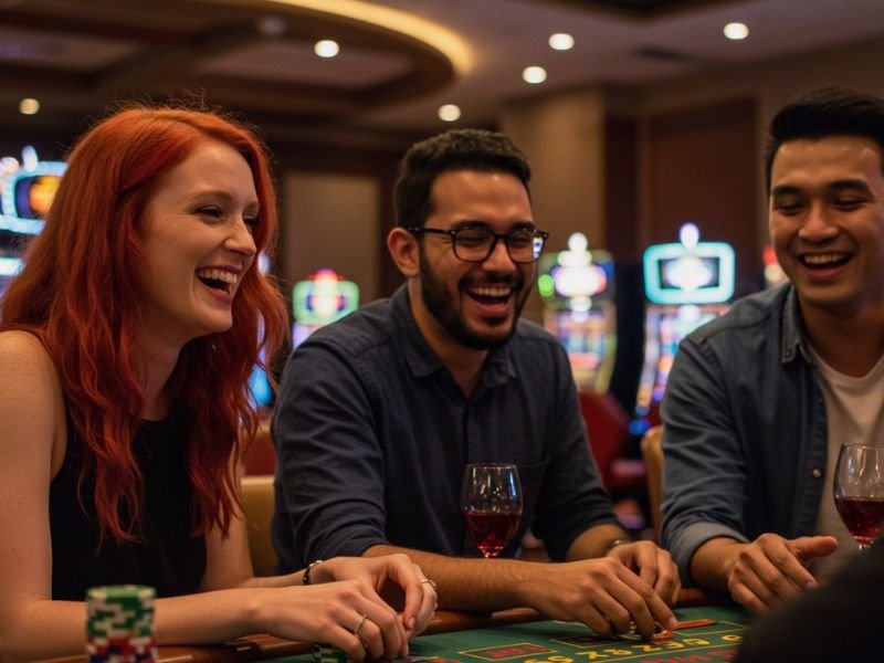 Escala Gaming-Agent group enjoying casino games with friends and drinks