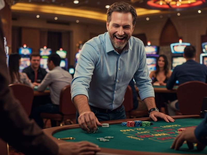 Extreme Casino 88 Gaming players enjoying happy betting moments in a lively casino environment.