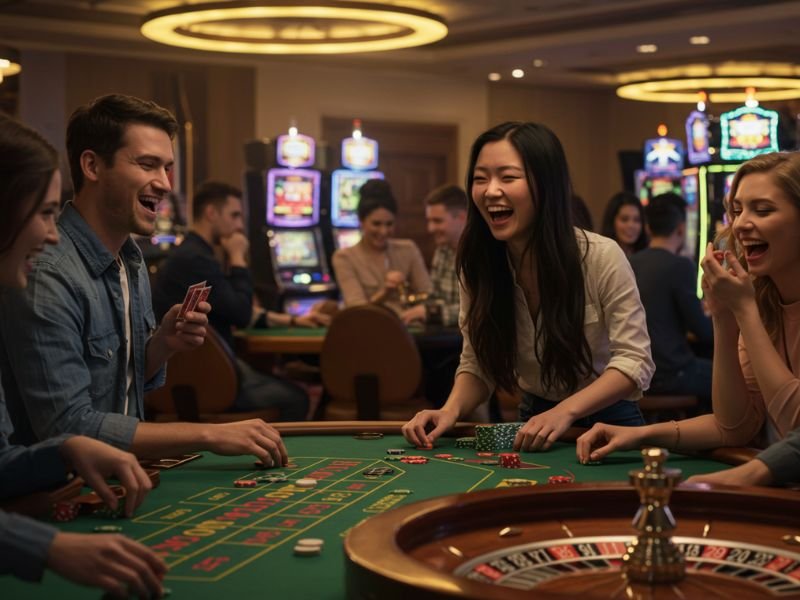 Asian girl winning at a casino playing on ExtremeGaming888 Asia