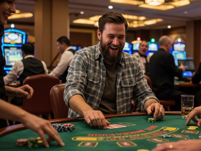 Man enjoying a thrilling game at a casino, showcasing the excitement of ExtremeGaming888 Asia.