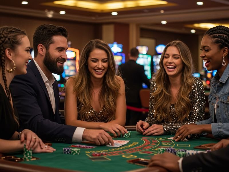 "Ph-dream casino couple celebrating a big win together inside the casino"

