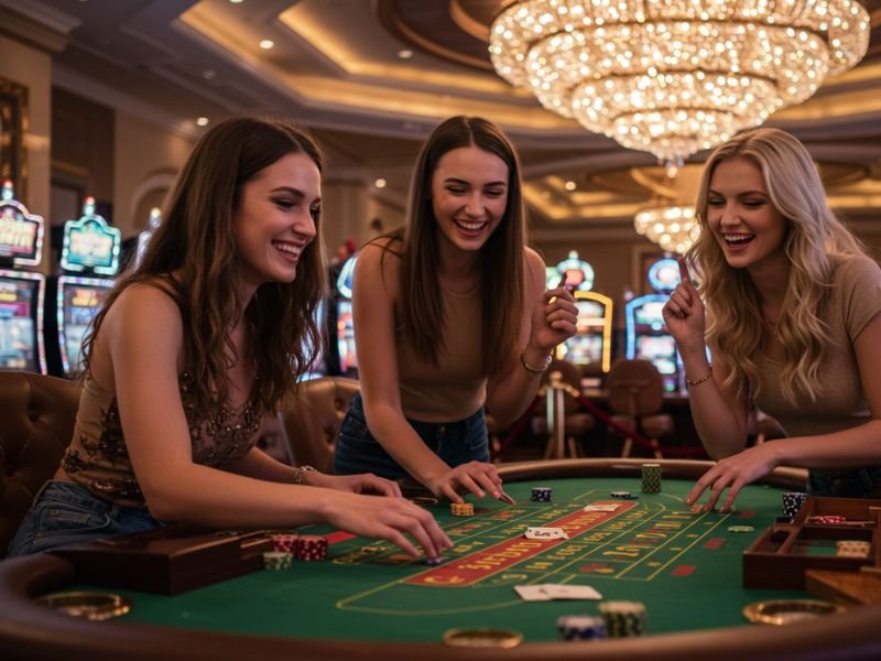 Five happy girls enjoying their time playing casino games together on Phgaming Free 88.

