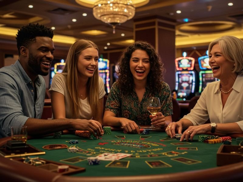 A group of eight friends happily playing together in a cozy setting, enjoying Phgaming Free 8.

