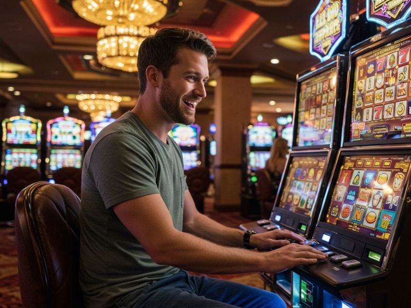 Man enjoying casino games using the Pusoy Online App.