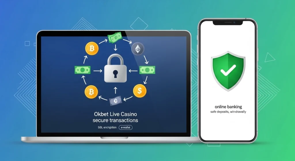 Secure online transactions at Okbet Live Casino with padlock and shield icons