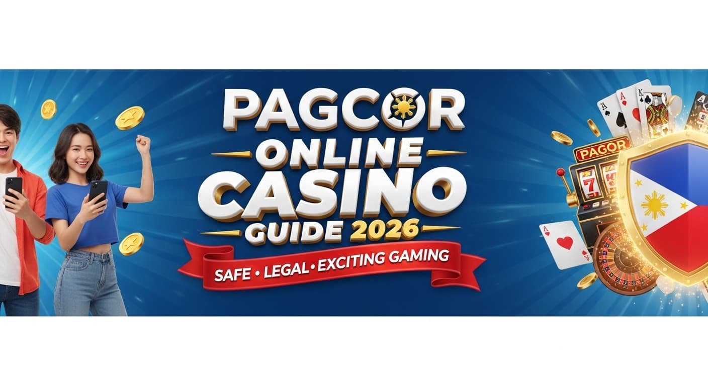 Pagcor online casino promotional banner featuring Filipino players and secure gaming elements.