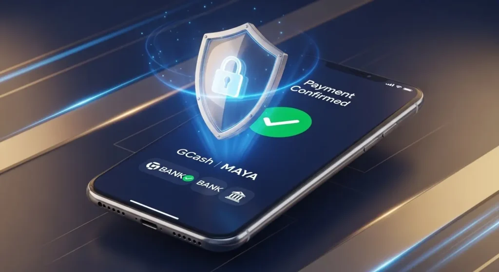 Secure payment options at Okada Online Casino including GCash and Maya.